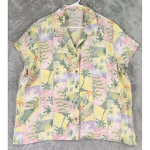 Womens Shirt Extra Large Multicolor Floral Hawaiian Beach Button Up Short Sleeve